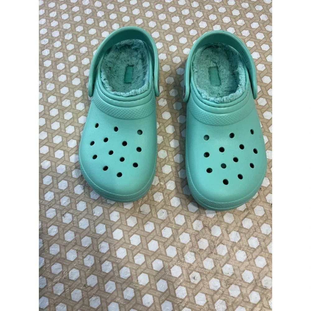 Crocs Fur  Clog Sandals Unisex Little‎ Kids Child Size J 3 Teal